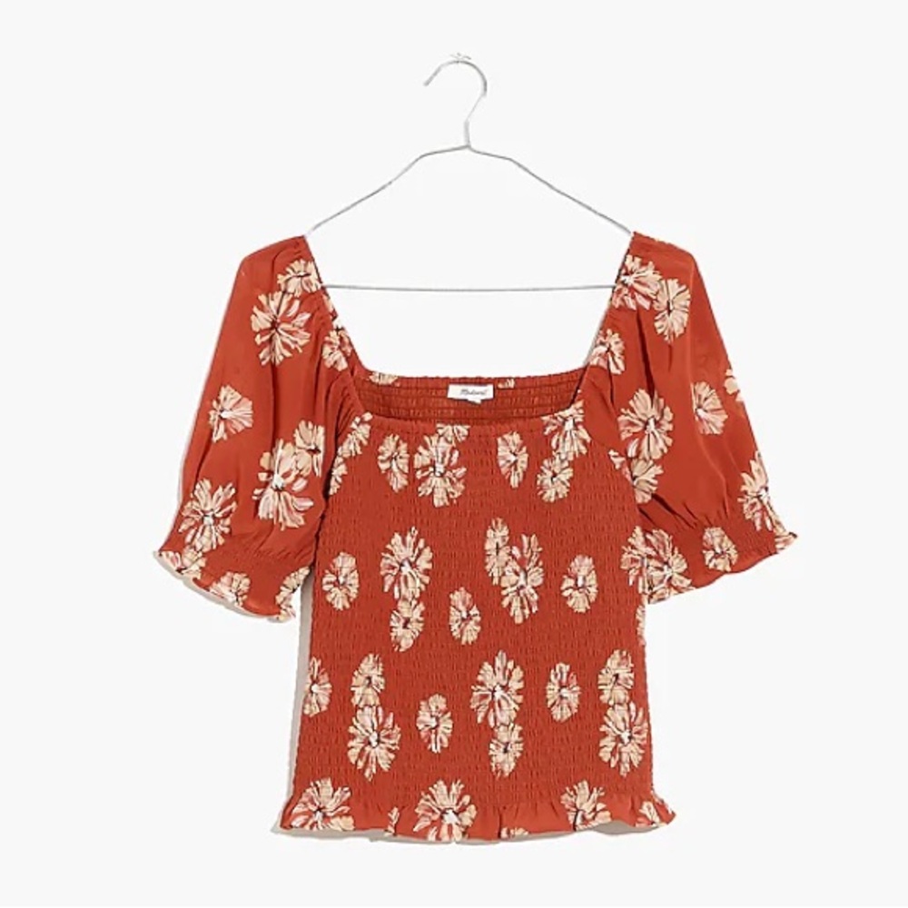 NWT Madewell Georgette Lucie Puff Sleeve Top